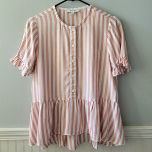 Madewell Studio Ruffle-Hem Top in Cecilia Stripe